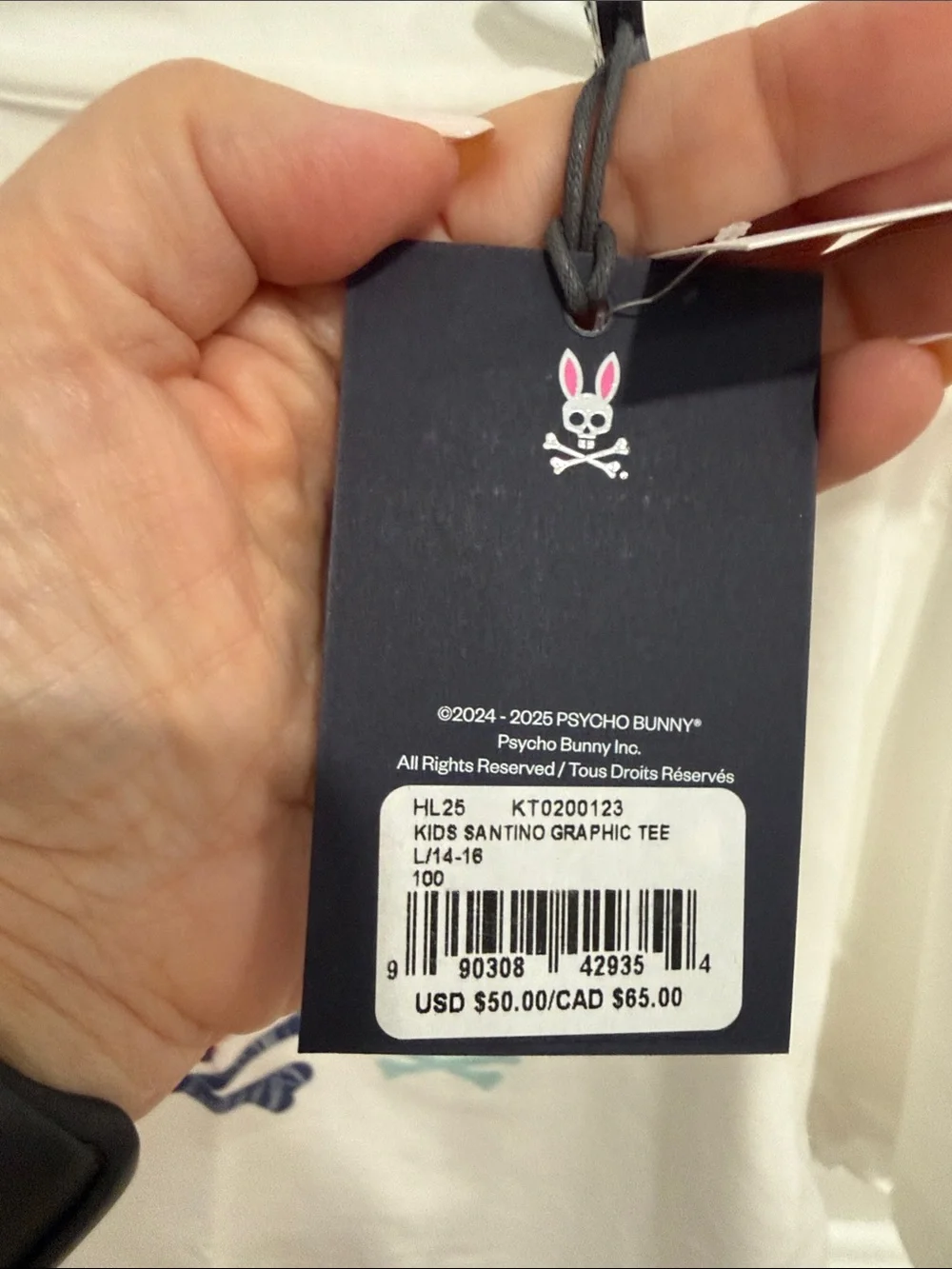 Psycho Bunny White Tee with Multicolor Bunny Skull Graphic